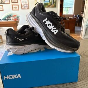 Hoka Men's Black Athletic Shoes with White Soles